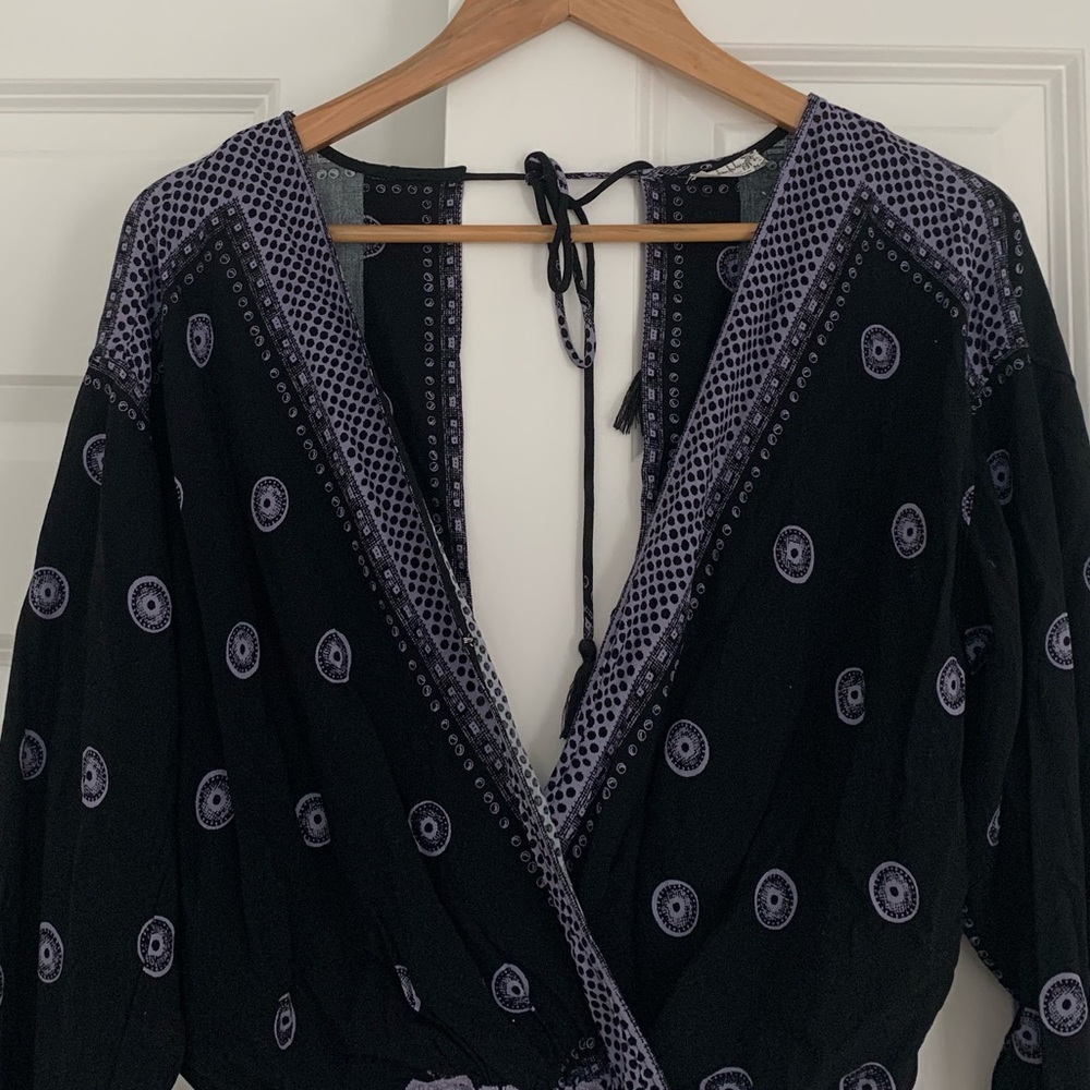 Open back Free People printed bodysuit